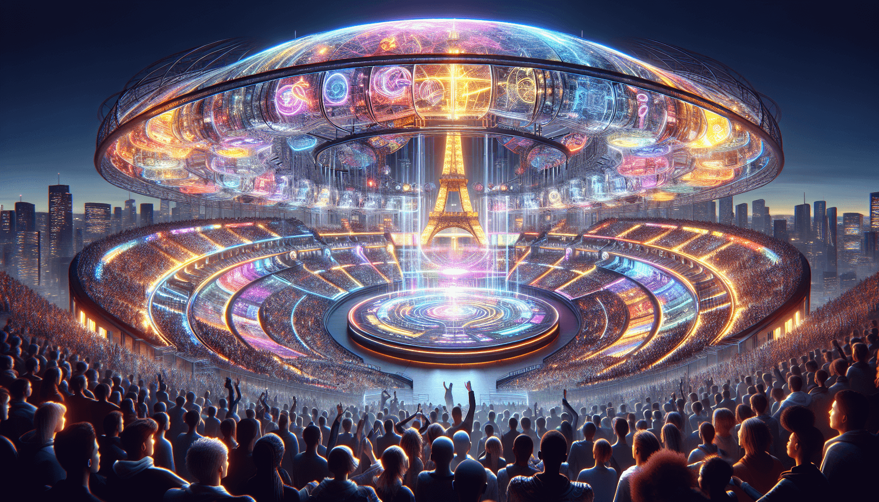 Arène de compétition futuriste à Paris