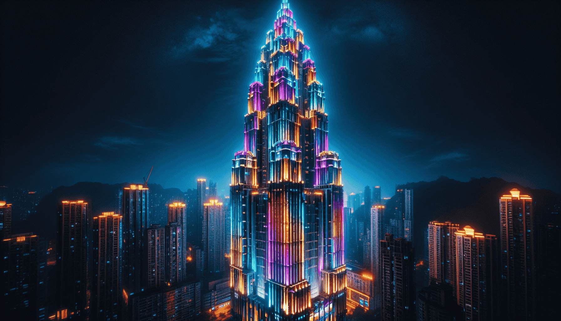 Vue nocturne de Rush Tower